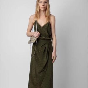 Elegant Olive Green Midi Dress